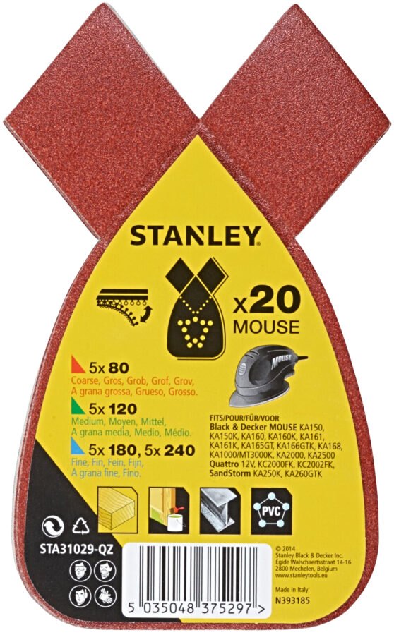 STANLEY STA31029 sada brusných papírů Mouse (P80