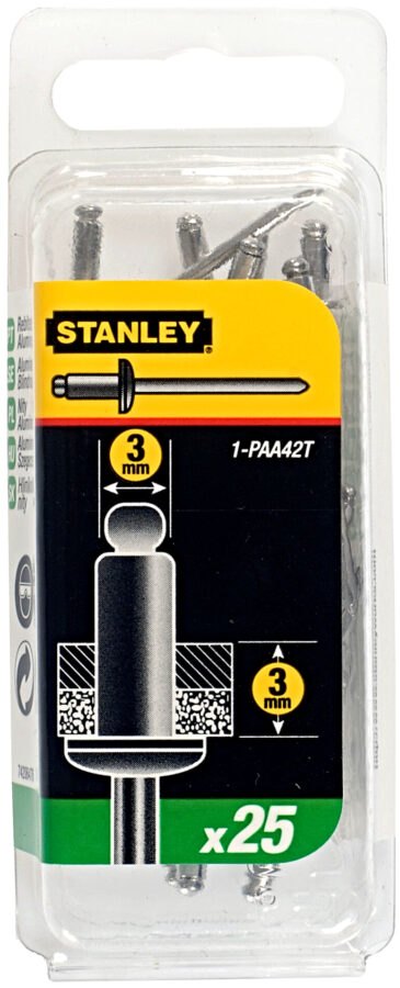 STANLEY 1-PAA42T 3mm hliníkové nýty s ocelovým hřebíkem