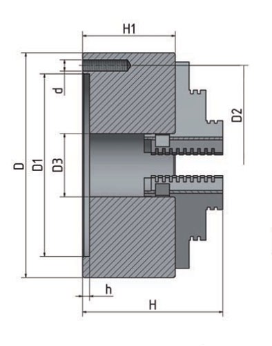 4-čelisťové sklíčidlo s centrickým upínáním o 100 mm